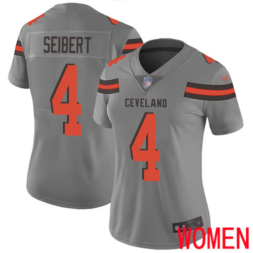 Cleveland Browns Austin Seibert Women Gray Limited Jersey #4 NFL Football Inverted Legend->women nfl jersey->Women Jersey